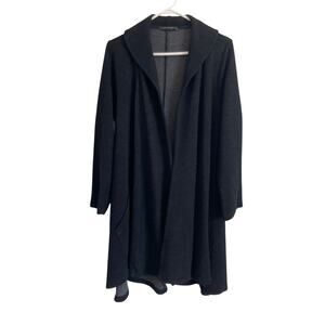 Cut Loose open waterfall cardigan black pockets collar heavyweight knit long L